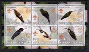 Benin 2002 Humming Birds perf sheetlet containing set of 6 values, each with Scouts & Guides Logos unmounted mint