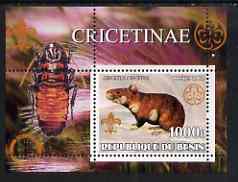 Benin 2002 Rats perf s/sheet containing single value with Scouts & Guides Logos plus Rotary Logo and Insect in outer margin, unmounted mint