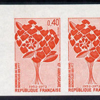 France 1972 20th Anniversary of Post Office Employees Blood Donors Association marginal horiz pair unmounted mint Yv 1716