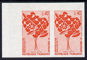France 1972 20th Anniversary of Post Office Employees Blood Donors Association marginal horiz pair unmounted mint Yv 1716
