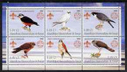 Congo 2002 Falcons perf sheetlet containing set of 6 values, each with Scouts & Guides Logos unmounted mint