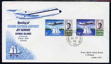 Cayman Islands 1966 Opening of Jet Services set of 2 on illustrated cover with first day cancel