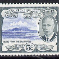 St Kitts-Nevis 1952 KG6 Nevis from the Sea 5c from Pictorial def set unmounted mint SG 98