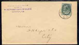 Canada 1900's cover locally used bearing QV 1c stamp, cover with Merchant Bank of Halifax imprint upper left