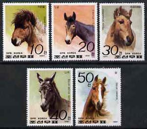 North Korea 1991 Horses perf set of 5 unmounted mint, SG N3083-87