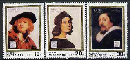 North Korea 1990 Belgica '90 Stamp Exhibition perf set of 3 (Portraits) unmounted mint, SG N2965-67