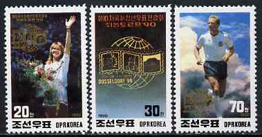 North Korea 1990 Düsseldorf '90 Stamp Exhibition perf set of 3 (Sports) unmounted mint, SG N2968-70