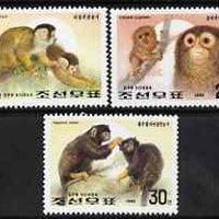 North Korea 1992 Monkeys perf set of 3 unmounted mint, SG N3108-10