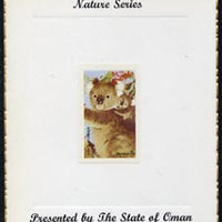 Oman 1974 Zoo Animals (Koala Bear) imperf (2b value) mounted on special 'Nature Series' presentation card inscribed 'Presented by the State of Oman'