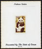 Oman 1974 Zoo Animals (Panda) imperf (20b value) mounted on special 'Nature Series' presentation card inscribed 'Presented by the State of Oman'
