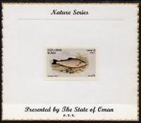 Oman 1972 Fish (Common Trout) imperf (5b value) mounted on special 'Nature Series' presentation card inscribed 'Presented by the State of Oman'