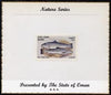 Oman 1972 Fish (Short Headed Salmon) imperf (4b value) mounted on special 'Nature Series' presentation card inscribed 'Presented by the State of Oman'