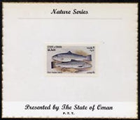 Oman 1972 Fish (Short Headed Salmon) imperf (4b value) mounted on special 'Nature Series' presentation card inscribed 'Presented by the State of Oman'