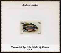 Oman 1972 Fish (Char) imperf (1b value) mounted on special 'Nature Series' presentation card inscribed 'Presented by the State of Oman'