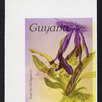 Guyana 1985-89 Orchids Series 2 plate 66 (Sanders' Reichenbachia) unmounted mint imperf single in black & yellow colours only with blue & red from another value (plate 74) printed inverted, most unusual and spectacular