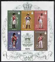 Antigua 1974 Military Uniforms (5th series) perf m/sheet unmounted mint, SG MS385