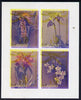 Guyana 1985-89 Orchids Series 2 Plate 46, 55, 57 & 81 (Sanders' Reichenbachia) unmounted mint imperf se-tenant sheetlet of 4 in blue & red colours only with black & yellow from another value (plate 31) printed inverted, most unusual and spectacular