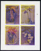 Guyana 1985-89 Orchids Series 2 Plate 46, 55, 57 & 81 (Sanders' Reichenbachia) unmounted mint imperf se-tenant sheetlet of 4 in blue & red colours only with black & yellow from another value (plate 31) printed inverted, most unusual and spectacular