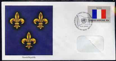 United Nations (NY) 1980 Flags of Member Nations #1 (France) on illustrated cover with special first day cancel