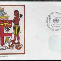 United Nations (NY) 1980 Flags of Member Nations #1 (Fiji) on illustrated cover with special first day cancel