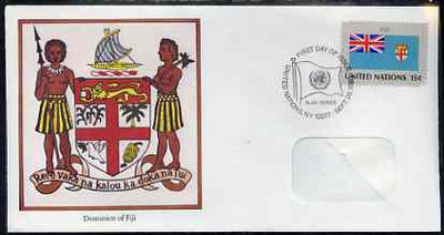 United Nations (NY) 1980 Flags of Member Nations #1 (Fiji) on illustrated cover with special first day cancel