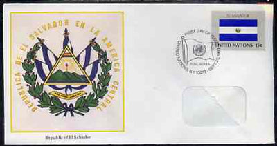 United Nations (NY) 1980 Flags of Member Nations #1 (El Salvador) on illustrated cover with special first day cancel