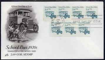United States 1985-93 Transport - School Bus 1920's 3.4c on illustrated cover with first day cancel, SG 2153