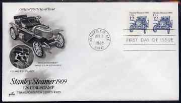 United States 1985-93 Transport - Stanley Steamer 1909 12c on illustrated cover with first day cancel, SG 2166