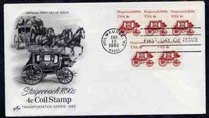 United States 1981-91 Transport - Stagecoach 4c on illustrated cover with first day cancel, SG 1868