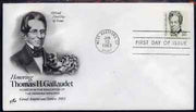 United States 1980-88 Great Americans - Thomas H Gallaudet 20c on illustrated cover with first day cancel, SG 1829