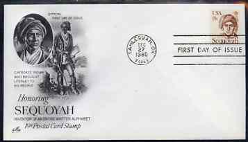 United States 1980-88 Great Americans - Sequoyah (Indian scholar)19c on illustrated cover with first day cancel, SG 1827