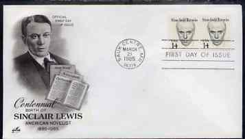United States 1985-94 Great Americans - Sinclair Lewis 14c on illustrated cover with first day cancel, SG 2119