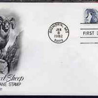 United States 1982 American Bighorn 20c on illustrated cover with first day cancel