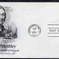 United States 1983 Joseph Priestly (discover of Oxygen) 20c on illustrated cover with first day cancel, SG 2026