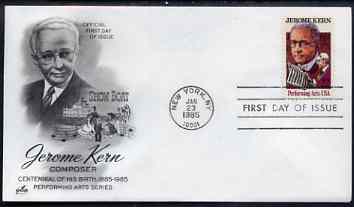 United States 1985 Performing Arts - Jerome Kern (composer) on illustrated cover with first day cancel, SG 2107