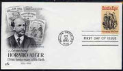 United States 1982 Birth Anniversary of Horatio Alger (novelist) on illustrated cover with first day cancel, SG 1987