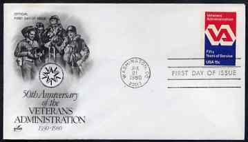 United States 1980 Veterans Administration 15c on illustrated cover with first day cancel, SG 1798