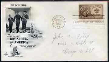 United States 1950 American Boy Scouts on illustrated cover with first day cancel, SG 992
