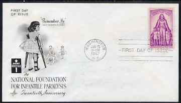 United States 1957 Infantile Paralysis Relief Campaign on illustrated cover with first day cancel, SG 1089