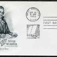 United States 1958 Birth Bicentenary of Noah Webster (creator of dictionary) on illustrated cover with first day cancel, SG 1120