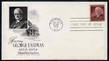 United States 1954 Birth Centenary of George Eastman (inventor) on illustrated cover with first day cancel, SG 1120