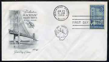 United States 1958 Mackinac Bridge Commemoration on illustrated cover with first day cancel, SG 1108