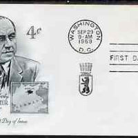 United States 1959 Ernst Reuter Commemoration 4c on illustrated cover with first day cancel, SG 1135