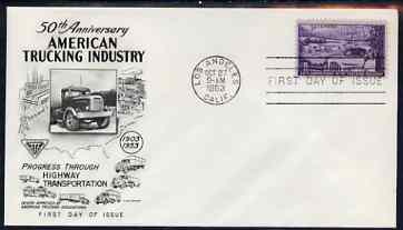 United States 1953 50th Anniversary of Trucking Industry on illustrated cover with first day cancel, SG 1022