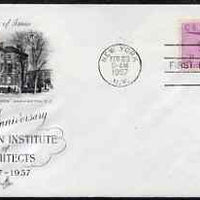 United States 1957 Centenary of American Institute of Architects on illustrated cover with first day cancel, SG 1091