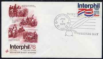 United States 1976 Interphil '76 Stamp Exhibition on illustrated cover with special Writer's Day day cancel, SG 1612