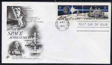 United States 1971 Decade of US Space Achievements se-tenant pair on illustrated cover with first day cancel, SG 1438b