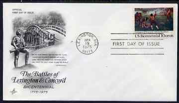 United States 1975 American Revolution - Battles of Lexington & Concord on illustrated cover with first day cancel, SG 1559