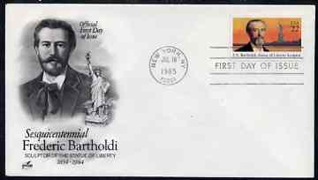 United States 1985 Frédéric Bartholdi (sculptor of Statue of Liberty) on illustrated cover with first day cancel, SG 2189