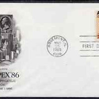 United States 1985 Ameripex '86 Stamp Exhibition on illustrated cover with special Writer's Day day cancel, SG 2187